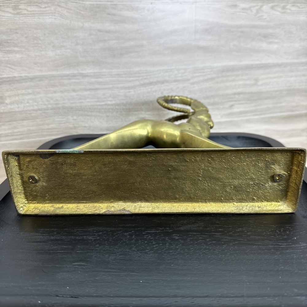 Vintage Art Deco Solid Brass Gazelle/Ram MCM Figurine Statue 9.25"x 9"x 2.25" - Picture 8 of 13
